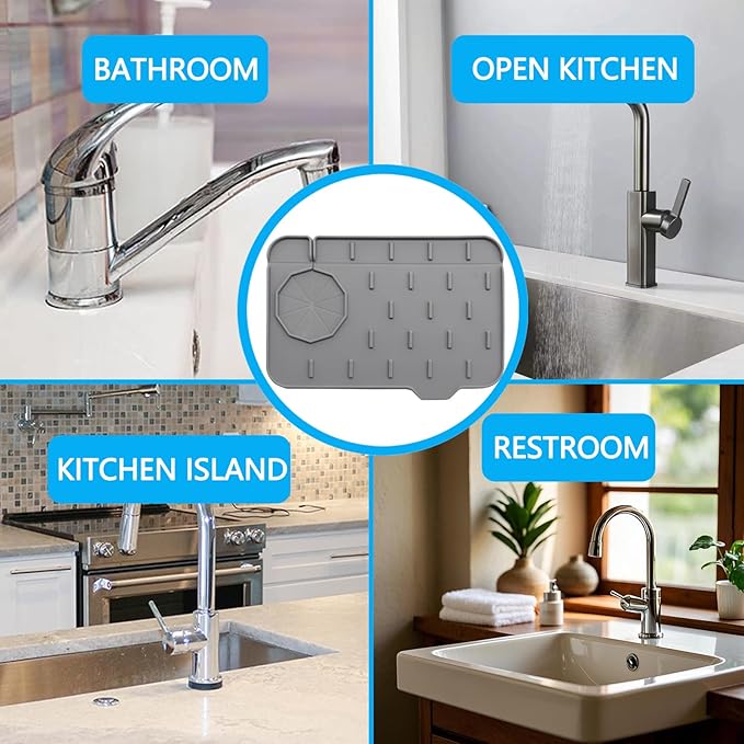 2 Pieces Kitchen Sink Splash Guard 8.3" Mini Sink Faucet Mat Faucet Handle Drip