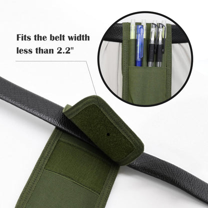 2 Pcs KATOLK Belt Pen Holder, Multifunctional Adjustable Tactical Pencil Pouch, Detachable Military Duty Pencil Sleeve Case, Can Hold Pens, Rulers and Scissors (Army Green)