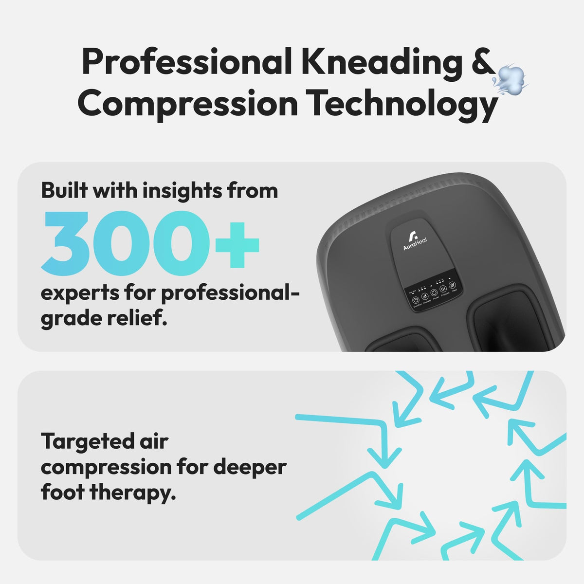 Shiatsu Foot Massager with Heat & Deep Kneading - Relieves Plantar Fasciitis, Neuropathy & Foot Fatigue - Features Adjustable Heat & 3 Compression Setting - Fits Up to Men’s Size 14 - HSA/FSA Eligible