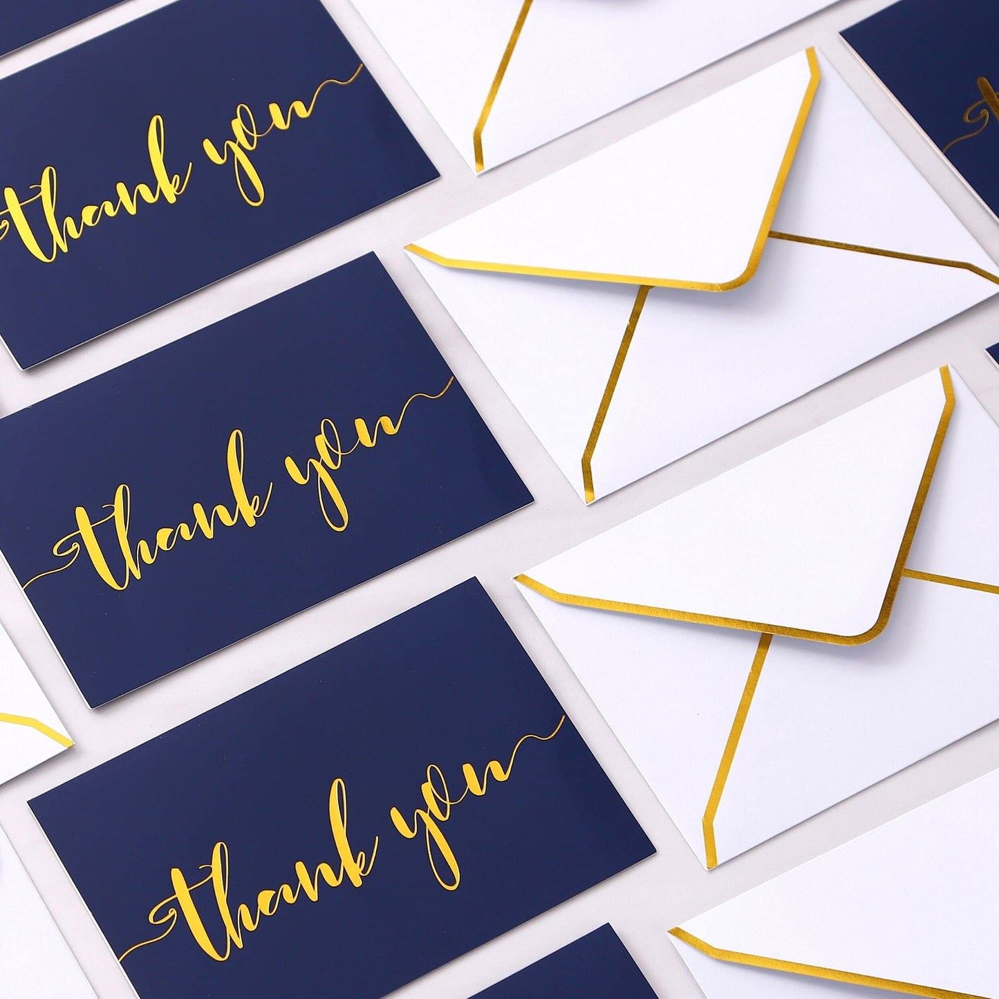 Winoo Design Heavy Duty Thank You Cards with Envelopes - 36 PK - Gold Thank You Notes 4x6 Inches Baby Shower Wedding Cards Small Business Graduation Funeral Bridal Shower (Navy Blue)