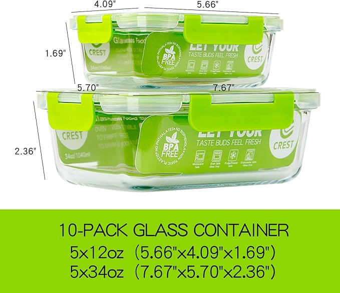 C CREST Glass Containers for Food Storage