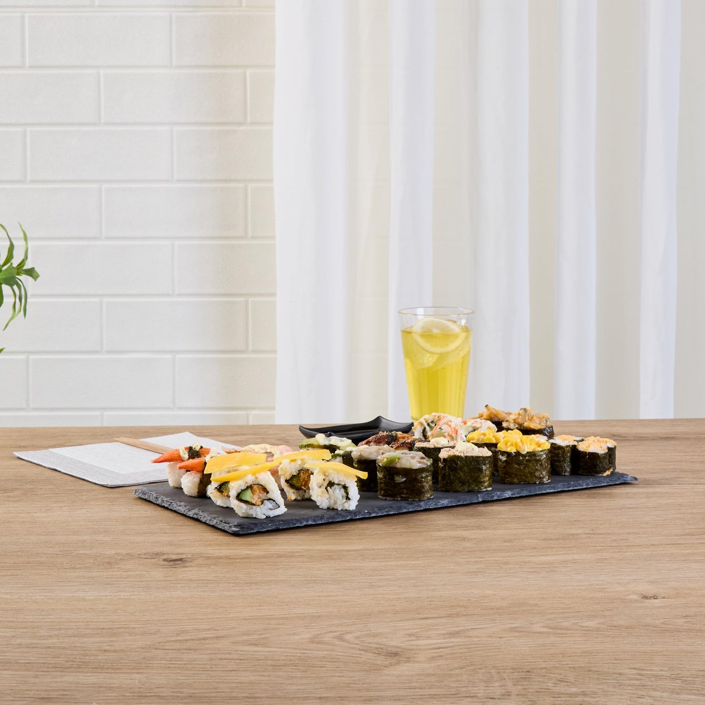 Restaurantware Rectangle Slate Platter 1 Count 15.7 x 7.8 Inch Scratch-Resistant Slate Cheese Board Modern Serving Tray Black Rustic Design for Charcuterie and Appetizers