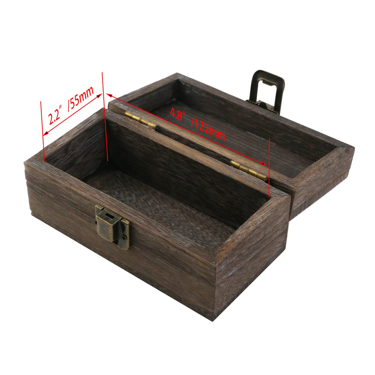 Tighall Antique Wooden Box with Hinged Lid and Lock Rectangle Wooden Storage Box Decorative Wood Box for Crafts, Hobbies, Gifts, and Jewelry Box