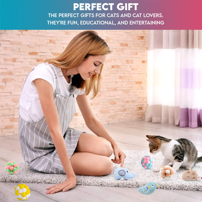Paw Paw Babe 9 Pack Catnip Toys for Cats – Interactive Cat Toys for Indoor Cats & Kittens, Variety Bundle with Plush Animals & Catnip Balls, Fun Kitten Enrichment Toys Set