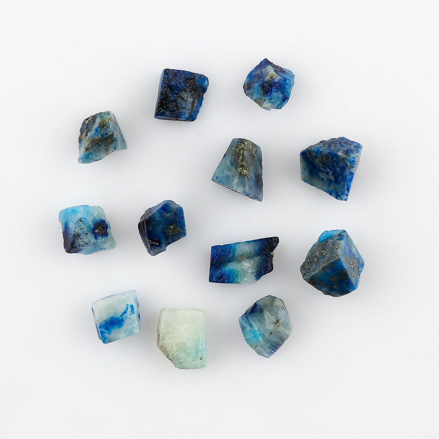 CRYSTALIS (4pcs (10-15mm) Natural Afghanite Lapis-Lazuli, UV Reactive, Loose Gemstone Wholesale Bulk Rough Jewelry Making Supply, Chakra & Healing Raw Stones, Wire Wrapping, DIY, Gem Collection