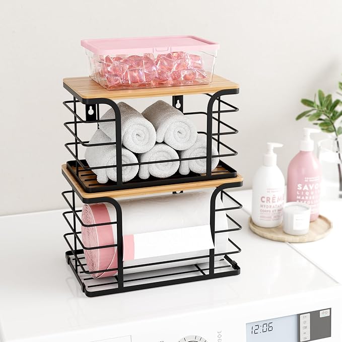 2 Pack Extra Large Stackable Pantry Organizers and Storage, Wall Mount Trash