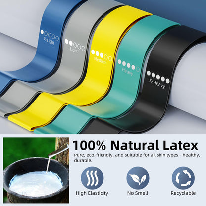 Resistance Loop Exercise Bands for Home Fitness, Yoga Pilates, Stretching, Strength Training, and Physical Therapy - Elastic Bands Set Workout Bands for Women&Men (5pcs Set)