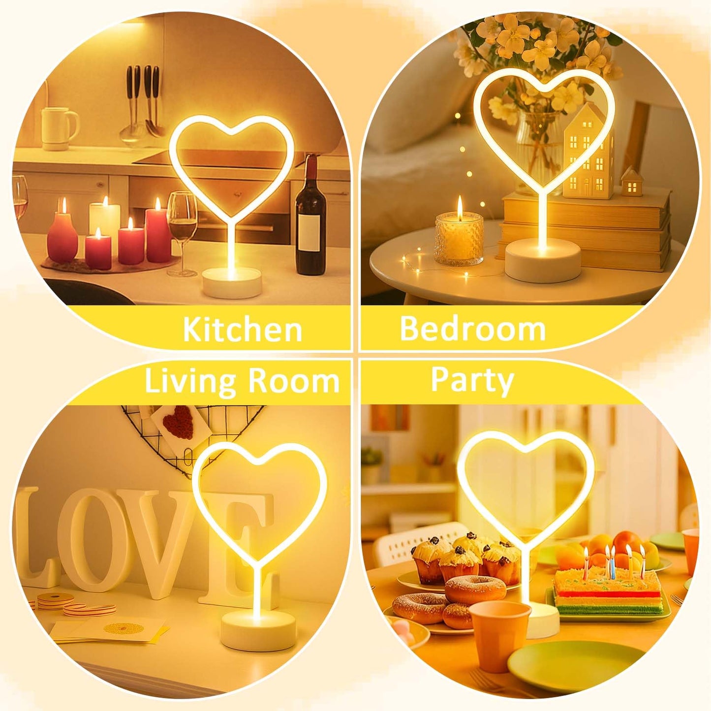 BHCLIGHT Pink Heart Neon Sign, Valentines Day LED Neon Light Battery Operated or USB Powered Valentines Pink Heart Lights, Table Lamp for Galentines Day Decorations, Wedding, Gifts for Women, Lover