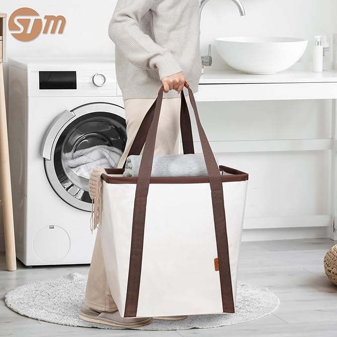 STORAGE MANIAC Collapsible Laundry Caddy, 128L Large Collapsible Laundry Basket