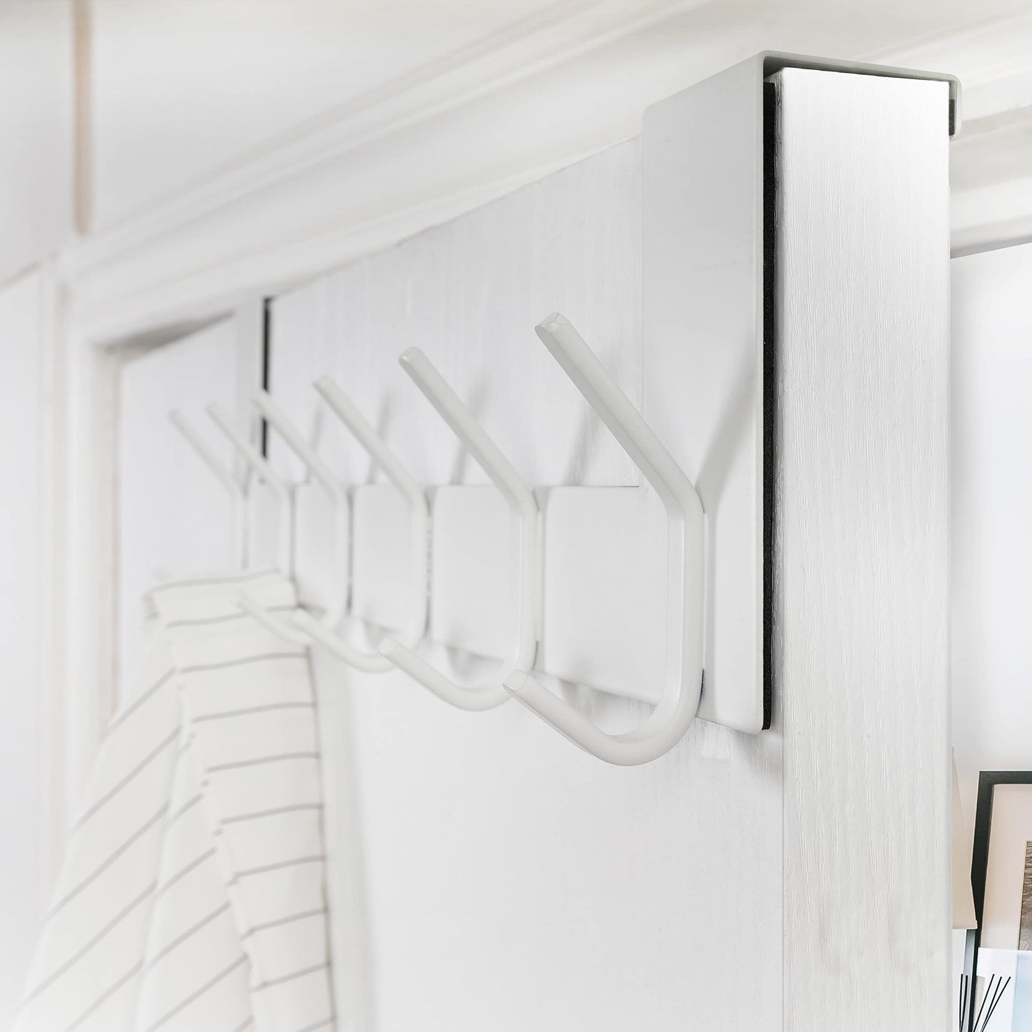 WEBI Over the Door Hooks,Over Door Towel Rack,Door Hanger,Door Coat Hanger,Over the Door Coat Rack,Door Hooks for Hanging Clothes,Back of Door,White