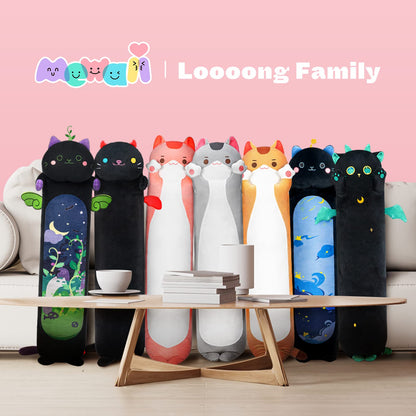 Mewaii 20in Long Cat Plush Pillows Stuffed Animals Squishy Pillows - Cute Plushie Kitten Sleeping Hugging Pillow Toys for Kids(Gray)
