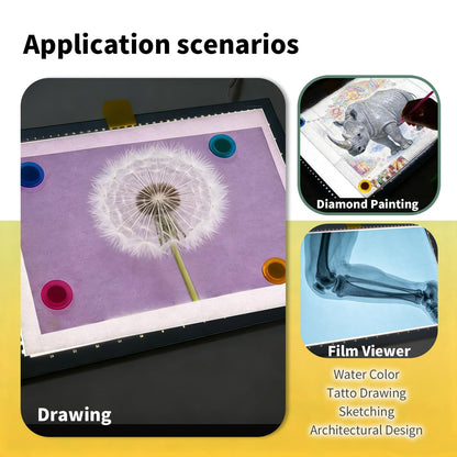 A4 LED Copy Board Light Tracing Box，Trace Light Pad for Tattoo Transferring, Drawing, Streaming, Sketching, Animation, Stenciling，USB LED Light Board for Diamond Painting