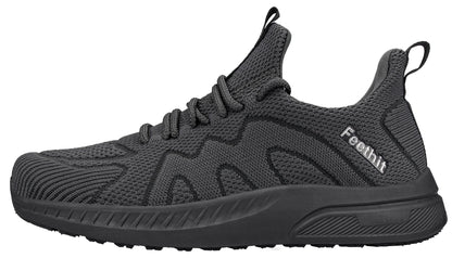 Feethit Trainers Men Running Shoes Tennis Sports Training Walking Gym Athletic Fitness Fashion Sneakers Trainers for Men Breathable Lightweight Comfortable Outdoor Shoes for Jogging Dark Grey UK 10