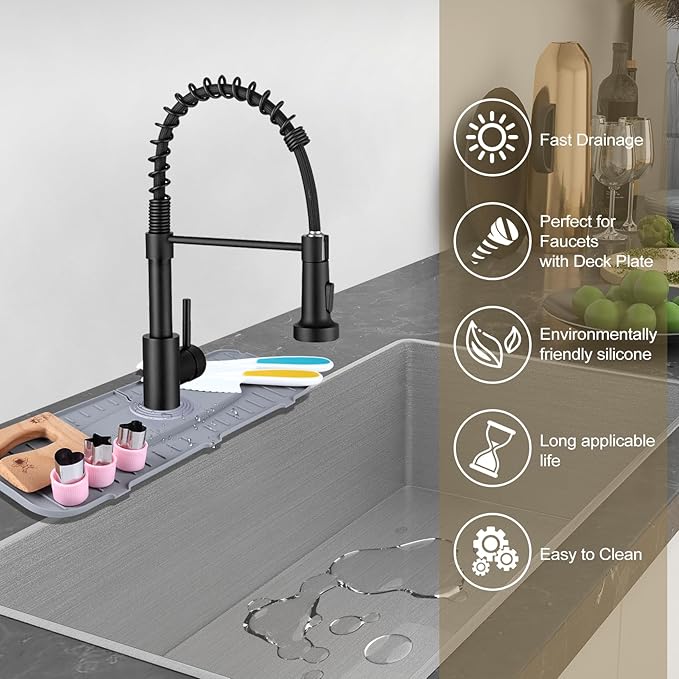 Upgraded Version Silicone Faucet Mat, Kingmall Kitchen Faucet Mat Silicone