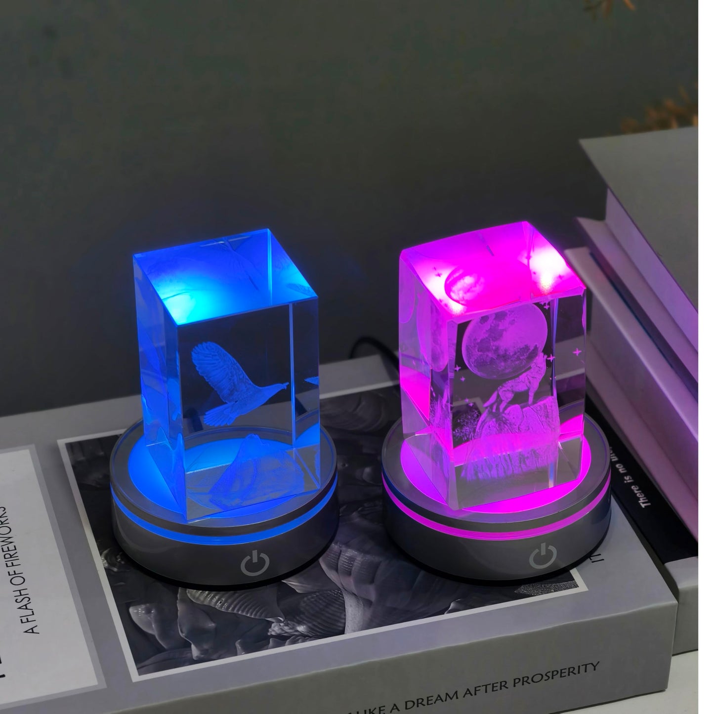 LED Light Base Lighted Display Stand for Crystal, 4 Pack Round Touch Control Light Stand, 7 Color Changing Display Base with USB Power, Illuminated Pedestal for Glass Crystal Spherical Artwork