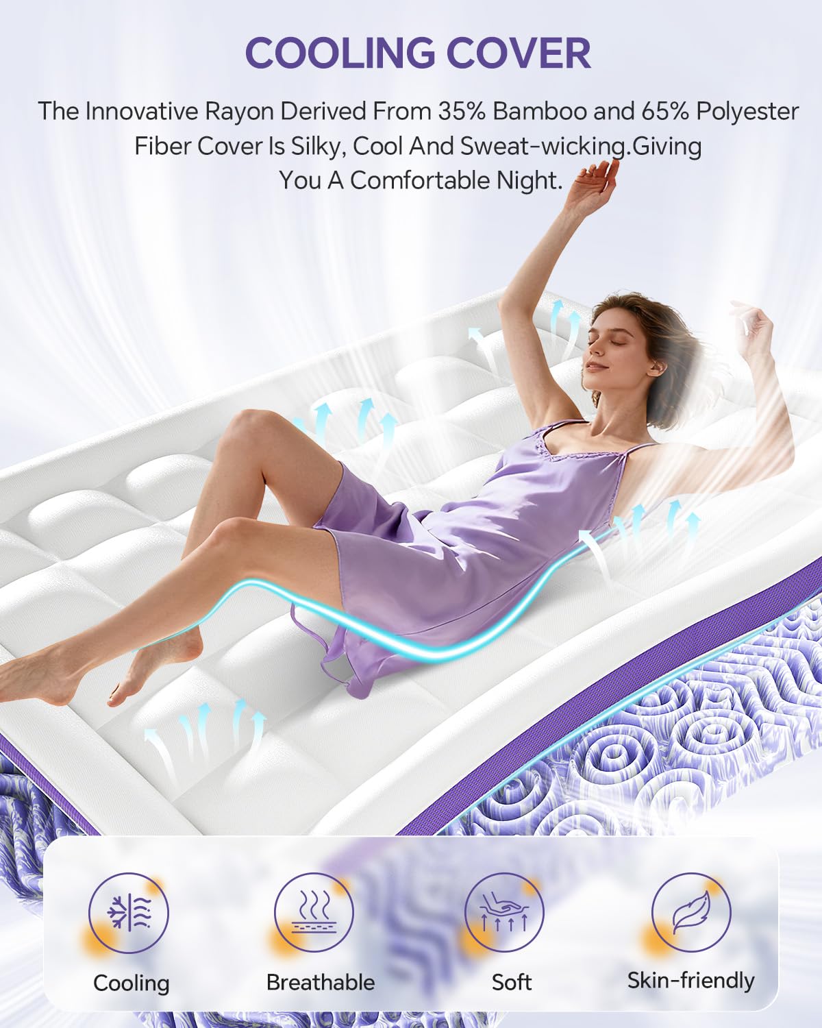 ChiXpace Dorm Room Essentials Dual Layer 4 Inch Memory Foam Mattress Topper Twin XL Back to School - 2 Inch Gel Memory Foam and 2 Inch Pillow Top Mattress Pad, 7-Zone Egg Crate 2-in-1 Design (White)