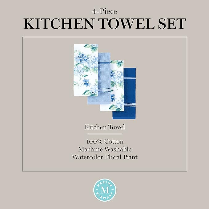 Martha Stewart Amber Floral Kitchen Towel Set 4-Pack