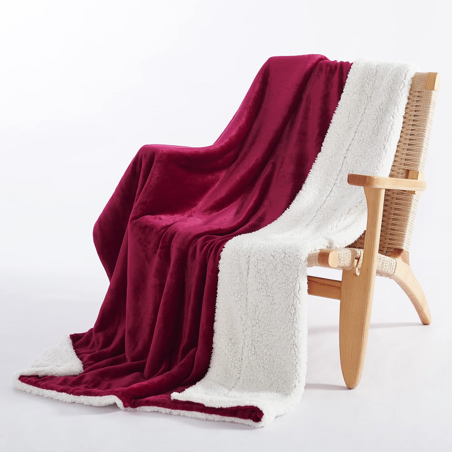 NICETOWN Sherpa Fleece Bed Winter Blanket Super Soft Lightweight Couch Throw Velvet Reversible Luxurious Blanket for Home, Couch, Sofa, Bed,60 inches x 80 inches, Burgundy Red