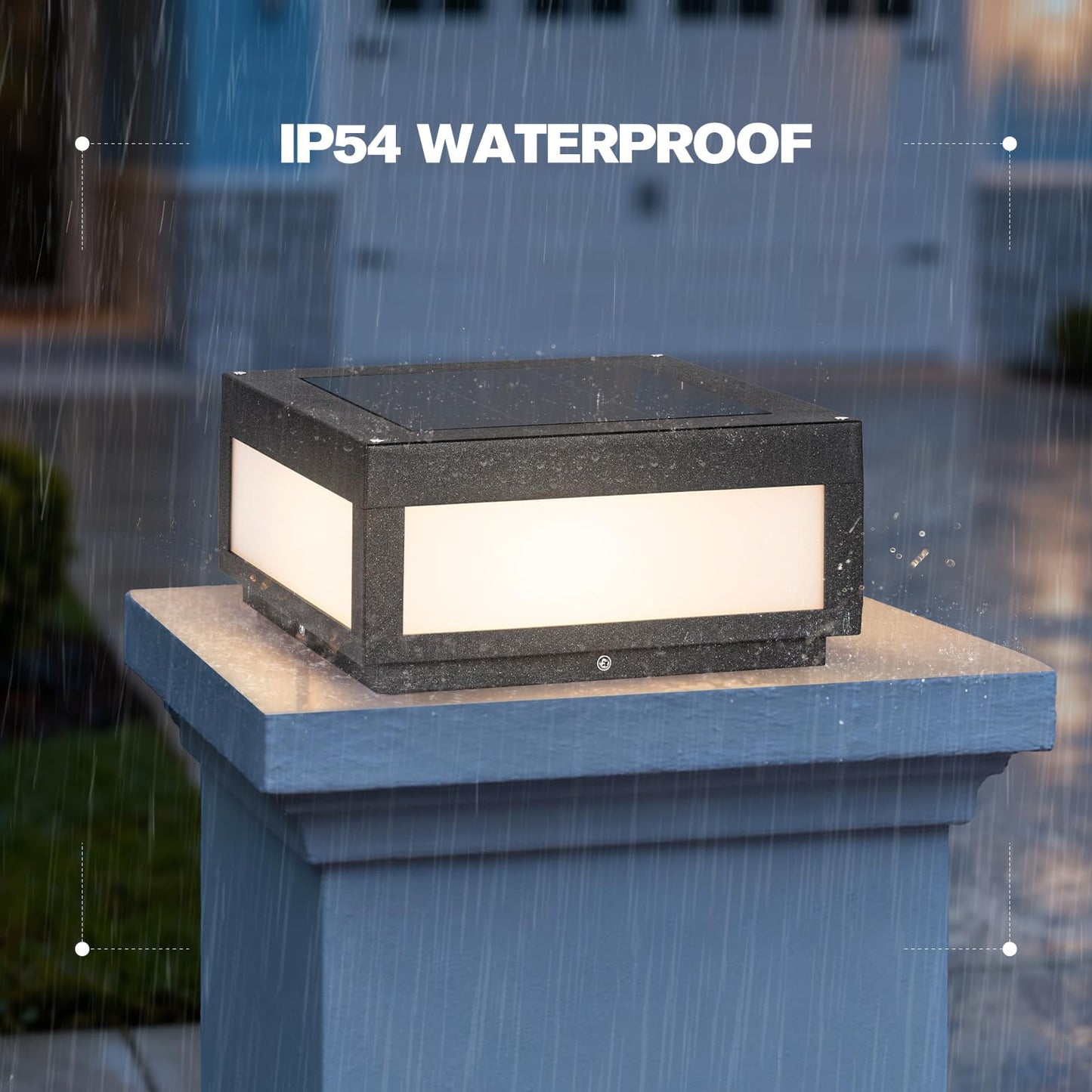 Smplhavn 11.81" Solar Post Lights, IP54 Waterproof Solar Pillar Lights Outdoor, 3000K LED Outdoor Lamp Post Light, Dusk to Dawn Column Lighting for Posts Fence Outside Entrance Yard Driveway