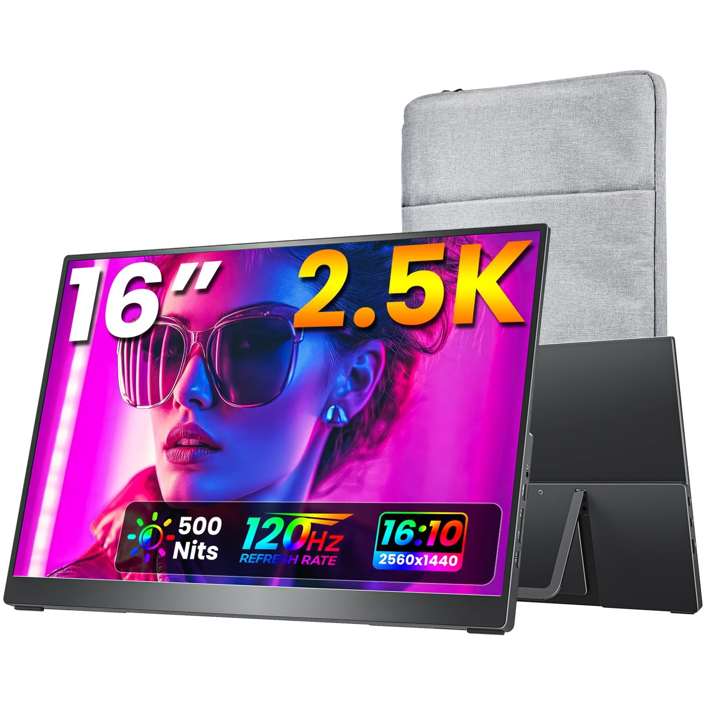 Portable Monitor 18.5 inch 1080P FHD 128% sRGB 100Hz, Travel Monitor for Laptop MacBook Surface PC Xbox PS5, HDMI Dual USB-C VESA Compatible Built-in Speaker, with Kickstand