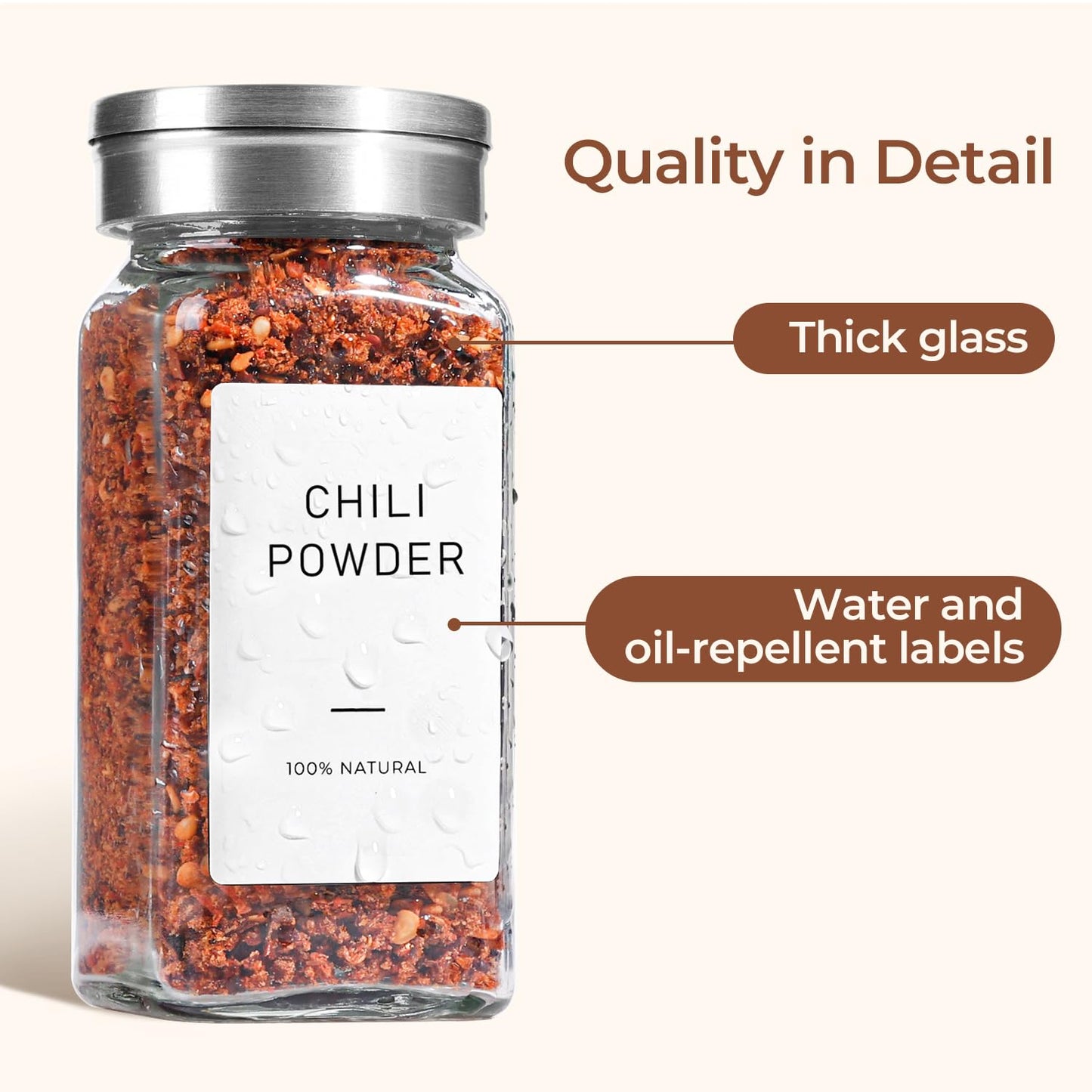 ComSaf Aesthetic Minimalist Spice Jars Set with Adjustable Shaker Lids, 4oz 24PCS Glass Spice Containers with 45 Labels, Square Condiment Jars for Kitchen Organization, Salt and Pepper Seasoning Set