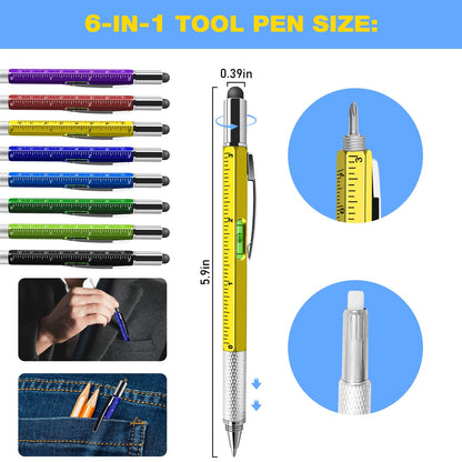 HOFASON Fathers Day Dad Gifts Bulk, 24 Pcs 6 in 1 Multitool Multi Tool Pen, Small Bulk Gifts for Men Dad Husband, Christmas Stocking Stuffers, Prizes for Adults, Party Favors Office Cool Gadgets