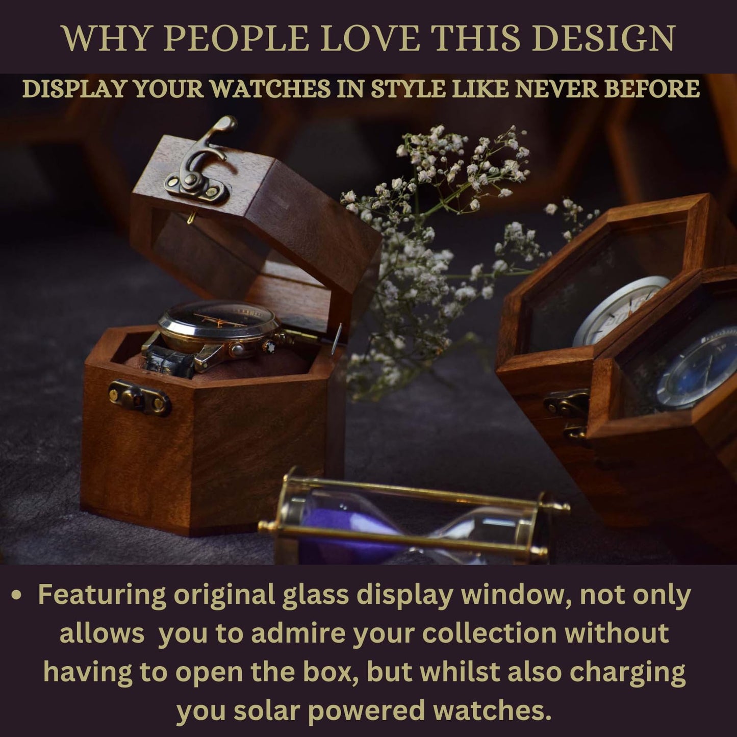 Watch Box for Men, Single Slot Watch Display Case Mens Watch Box Organizer, Dark Rosewood Watch Cases for Men Watch Storage, Valentines Gift Watch Organizer Holder Case for travel with Glass Lid
