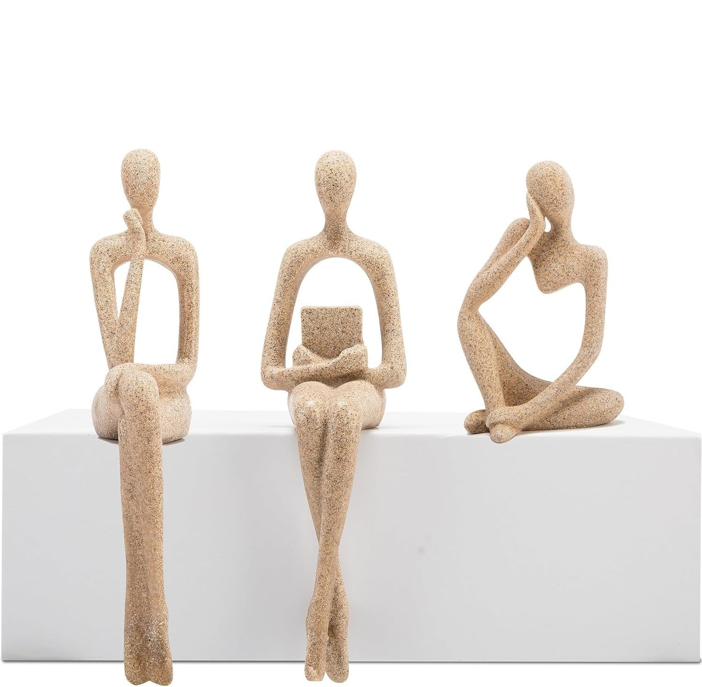 Gold Home Decor Thinker Statue Accents, Set of 3 Thinker Sculptures Office Decor Modern Abstract Resin Decoration on Shelf Table Desk for Living Room Office Bedroom Bookshelf Decor (Small)