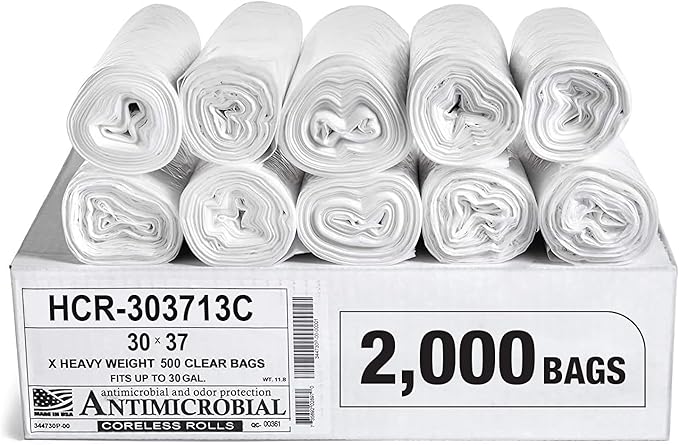 Aluf Plastics High Density Trash Bags, 20-30 Gallon, 13 Micron,