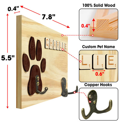 VINARTSVN 2 Pack Dog Leash Holder Wall Mount, Pet Harness Hanger with Scrabble Letters, Dog Collar Organizer for Entryway, Cat Leash Holder for Wall, Pet Loss Gifts, Keepsake, Home Decor PF218-CBN