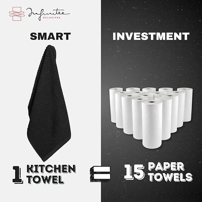 Infinitee Xclusives Premium Kitchen Towels – Pack of 3, 100% Cotton |15 x 25|