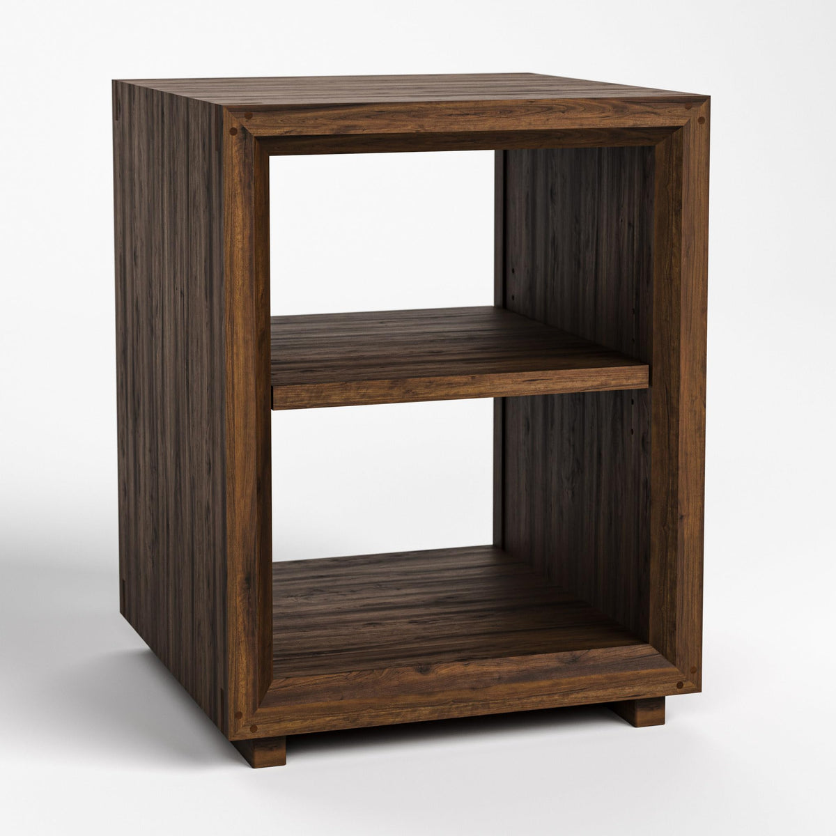 Stickley Saranac Side Table, End Table, Solid Rustic Walnut, Sustainable Construction, Open Back, Adjustable Shelf, Sled Base, 19in W x 18in D x 26in H, Made in USA