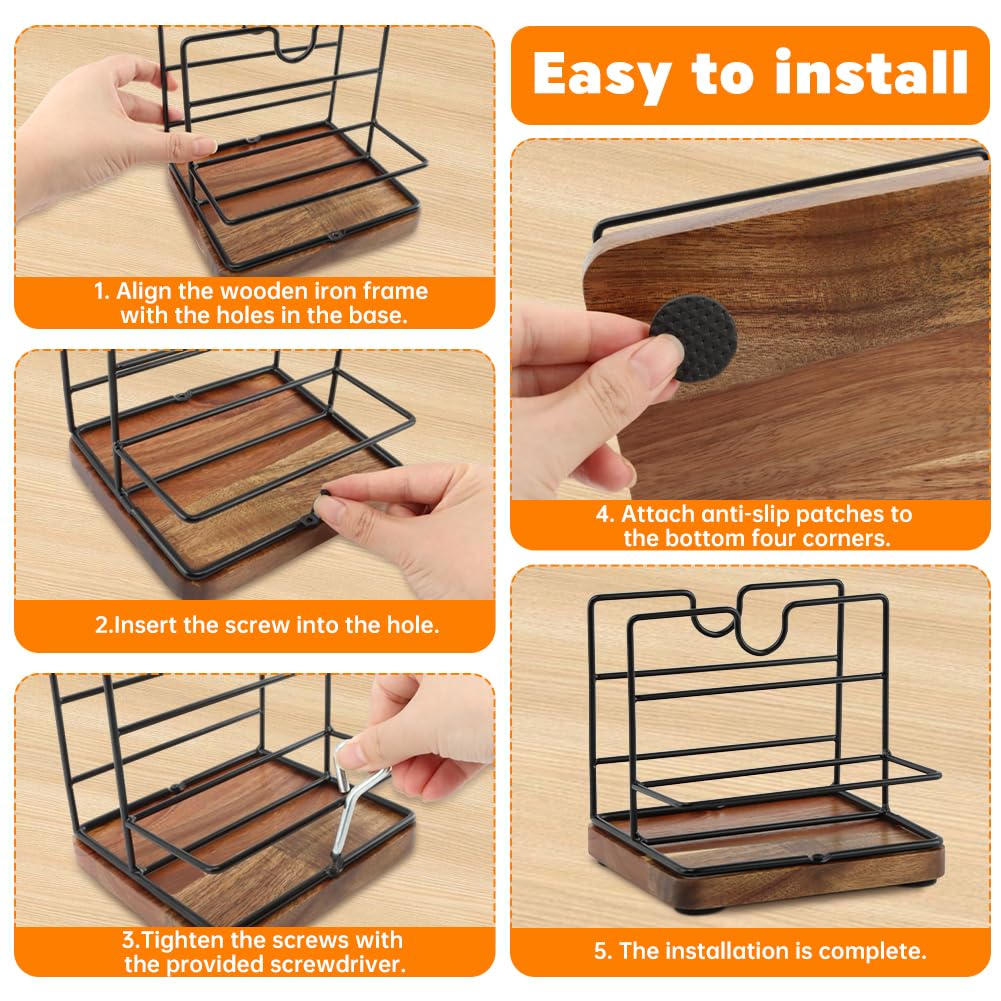 Rustic Napkin Holder for Salt and Pepper Shakers,Napkin Salt and Pepper Holder for Table(Wood)