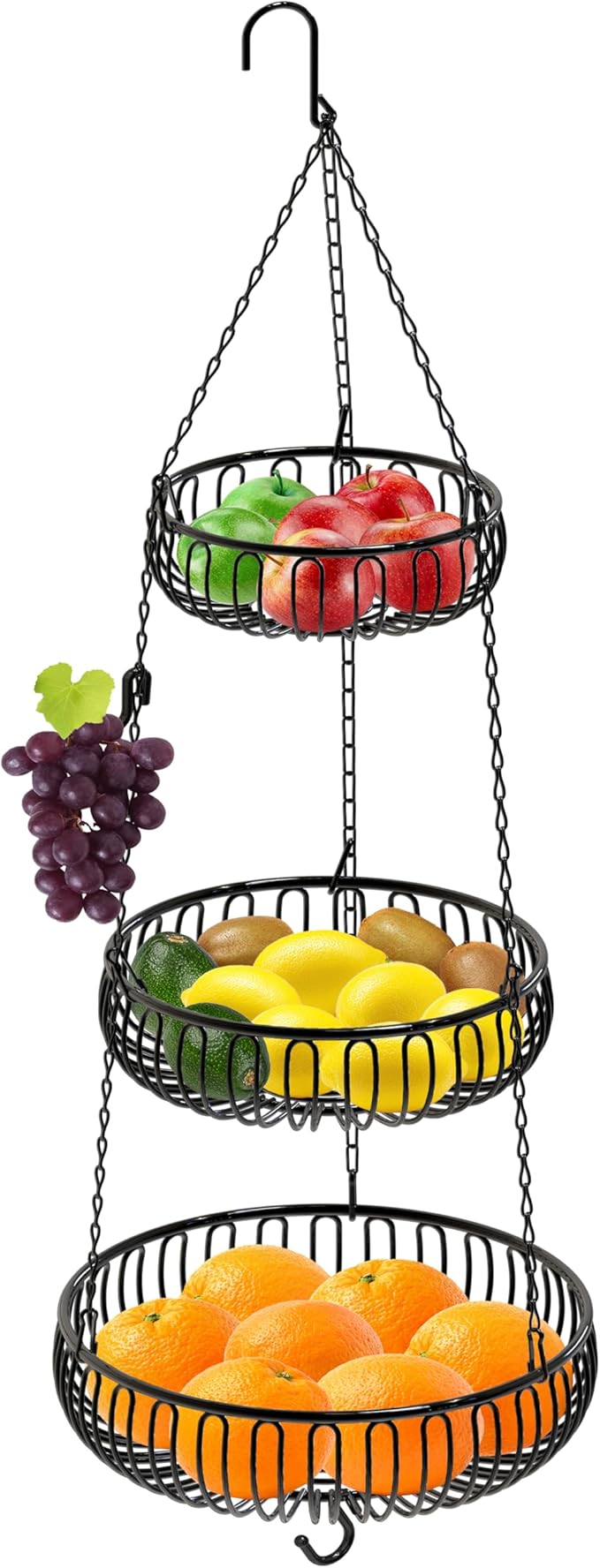 Simple Houseware Adjustable Metal Hanging Fruit Basket