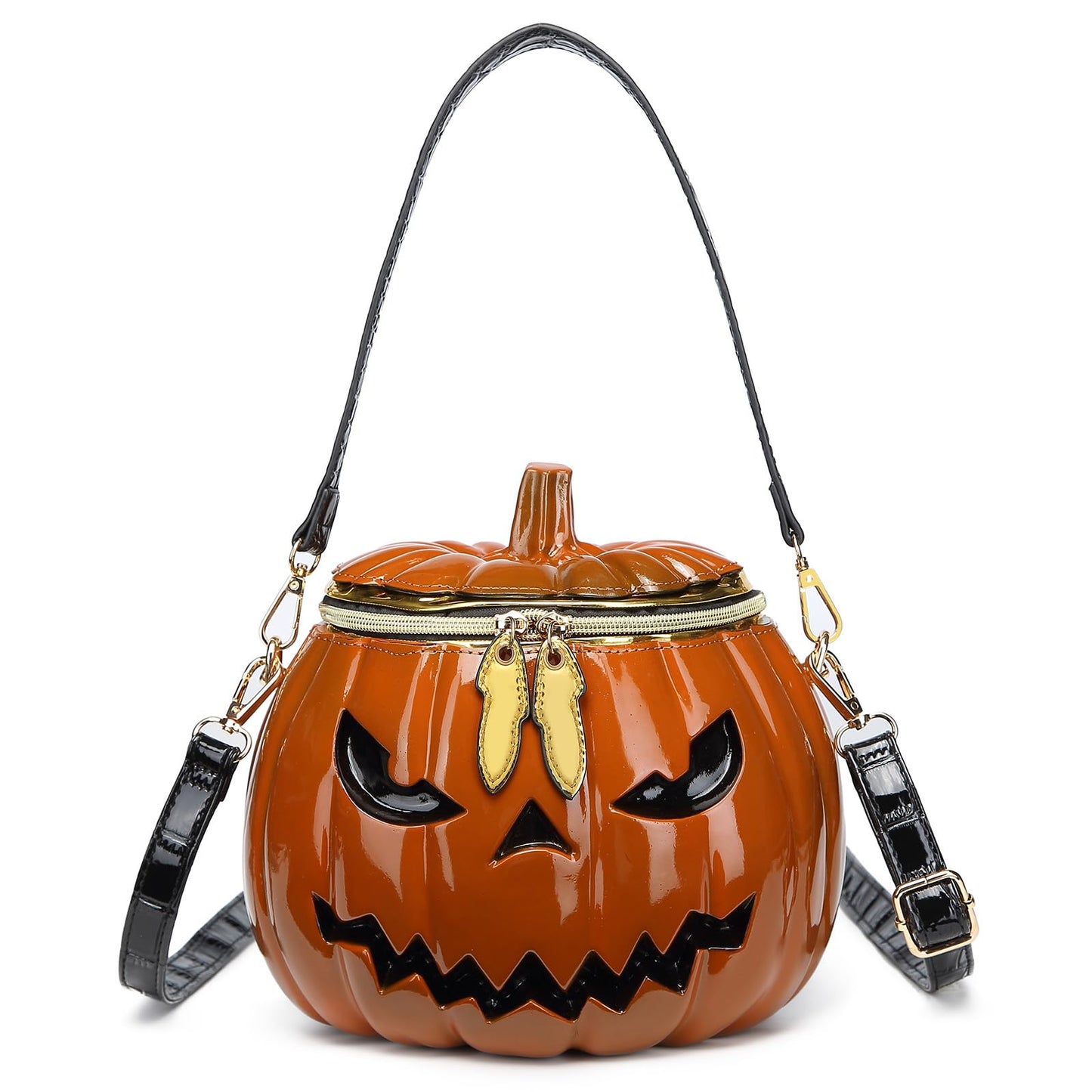 Lyuxhetaokdiq Women Unique Novelty Crossbody Shoulder Bag Handbag Men Weird Horror PVC Halloween Pumpkin Purse, Orange
