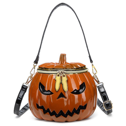 Lyuxhetaokdiq Women Unique Novelty Crossbody Shoulder Bag Handbag Men Weird Horror PVC Halloween Pumpkin Purse, Orange