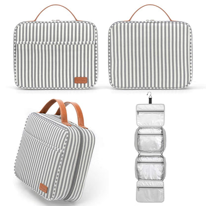 Hanging Travel Toiletry Bag, Large Capacity Wash Bag Waterproof Cosmetic Bag Makeup Organizer with 4 Compartments & 1 Sturdy Hook for Women/Men