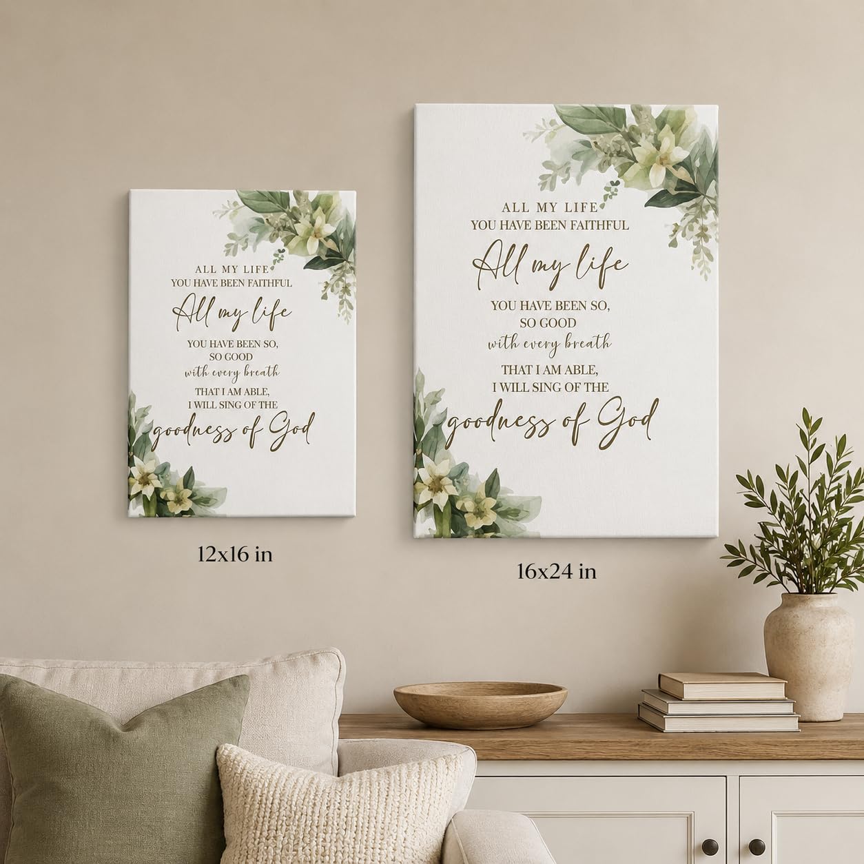 Goodness of God Bible Verse Canvas Wall Art, Christian Scripture Wall Decor, Inspirational Religious Framed Artwork for Living Room Bedroom Home Decoration 12x16 Inch