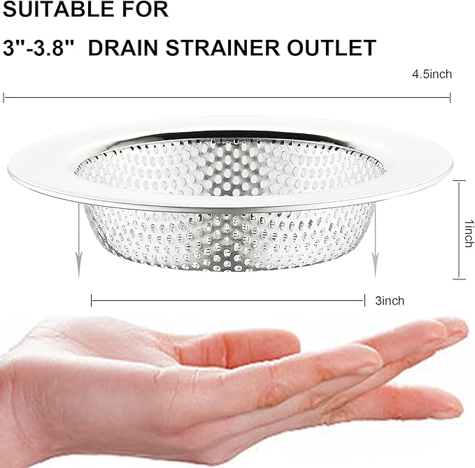 LASSHSWA 2 Pcs Kitchen Sink Strainer Stainless Steel, Mesh and Punching