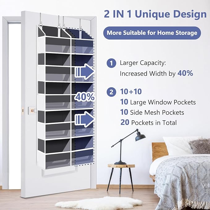 Heavy Duty Over The Door Organizer 5 Tiers, Extra Large Behind Door Storage of