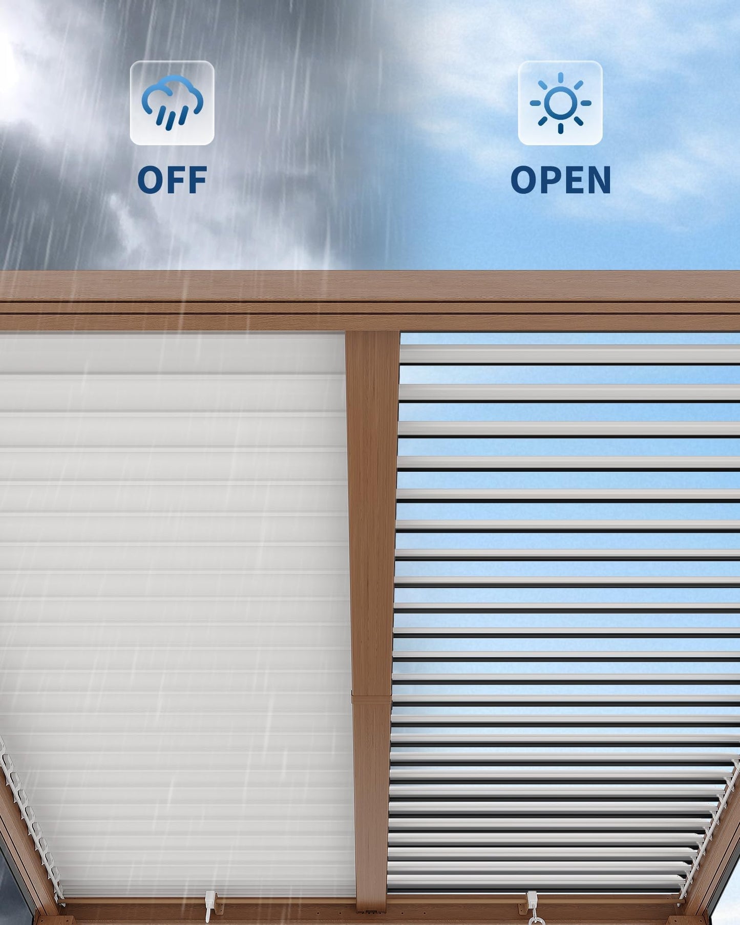 CABIHOME 10' x 10' Louvered Pergola, Outdoor Aluminum Pergola with Adjustable 0°-90° Roof, Reinforced Frame, Hidden Drainage System, Hardtop Gazebo for Patio, Deck, Backyard, Wood Grain