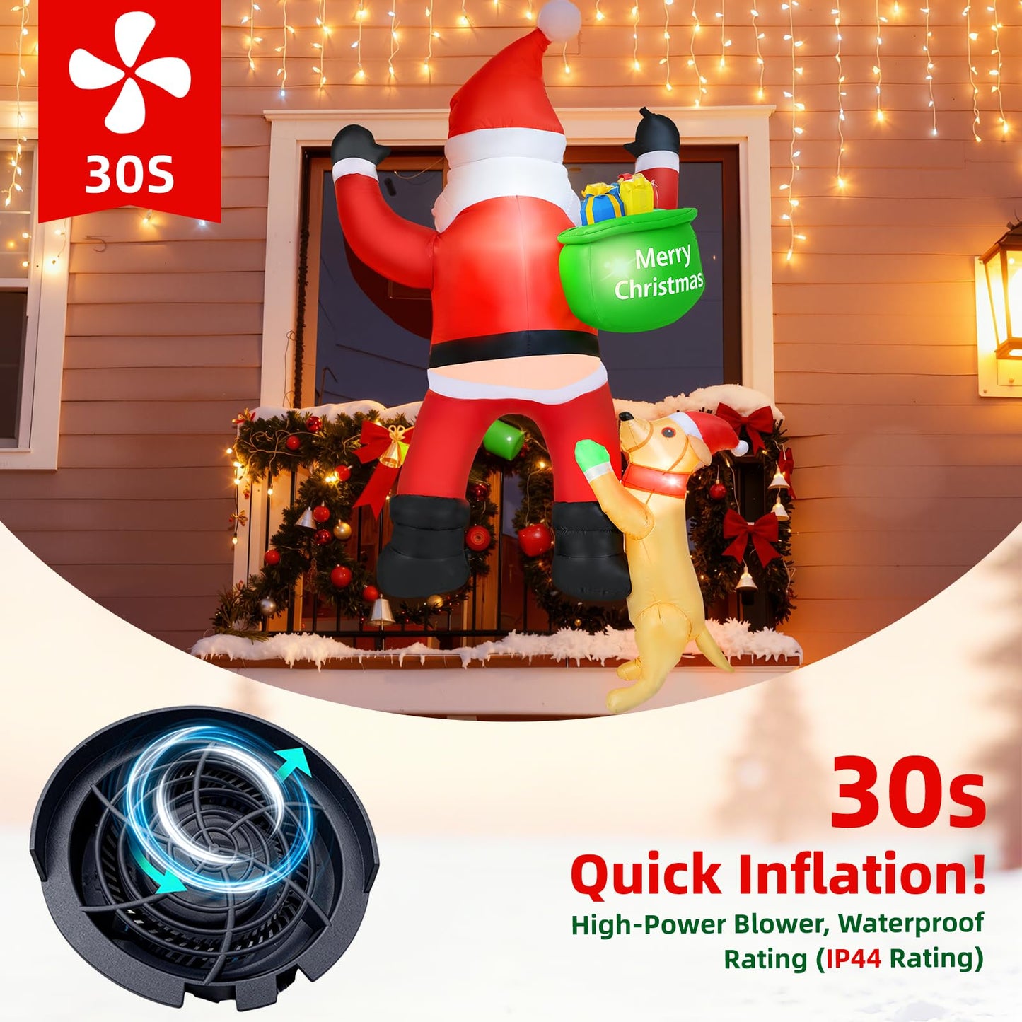 7 FT Outdoor Christmas Decorations Inflatables Climbing Santa Claus Decor with LED Lights, Christmas Blow Ups, Xmas Decorations for Window Roof Holiday Yard Party