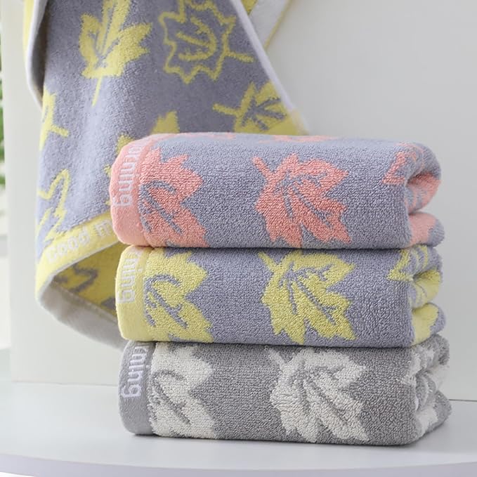 2 Pack Decorative Maple Leaf Hand Towels Cotton, Soft Highly Absorbent Bathroom