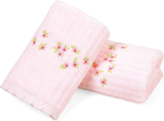 Jacquotha Pink Hand Towels for Bathroom – Soft Cotton, 13x29 Inches,