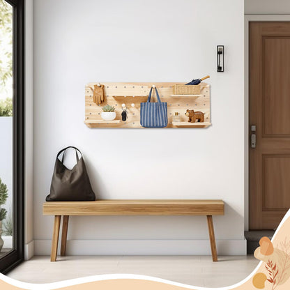GLASSWINDS Wood Pegboard Wall Organizer Combination Kit, 2 Office Peg Board Panels with 18 Accessories, Modular Display DlY Storage Crafts Organization Wall Hooks Shelf for Bedroom Study Home