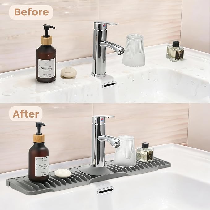 24 Inch Faucet Mat for Kitchen Sink, Silicone Sink Protector&Kitchen Sink