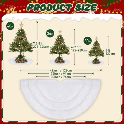 36Inch White Christmas Tree Skirt- Faux Fur Plush Skirt Christmas Tree Decoration Holiday Party Indoor Outdoor Christmas Decorations for Merry Christmas