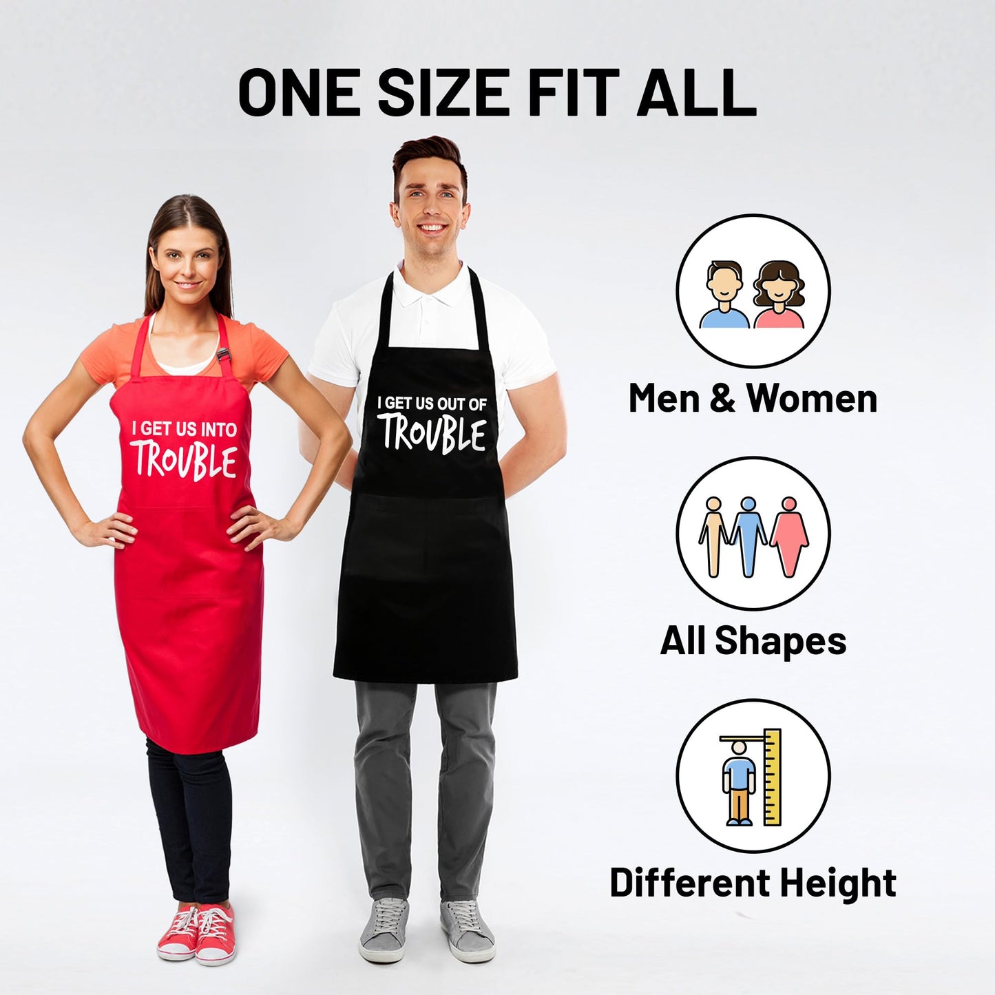 Witty Enterprise Funny Couple Aprons - Gift Ideas For Her Him - His and Her Aprons - Matching Kitchen Aprons - Couples Gifts - Birthday, Wedding, Engagement & Bridal Shower for Women and Men