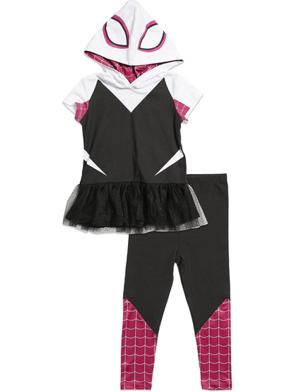 Spider-Man Spider-Gwen Ghost Spider Little Girls Cosplay T-Shirt and Leggings 6