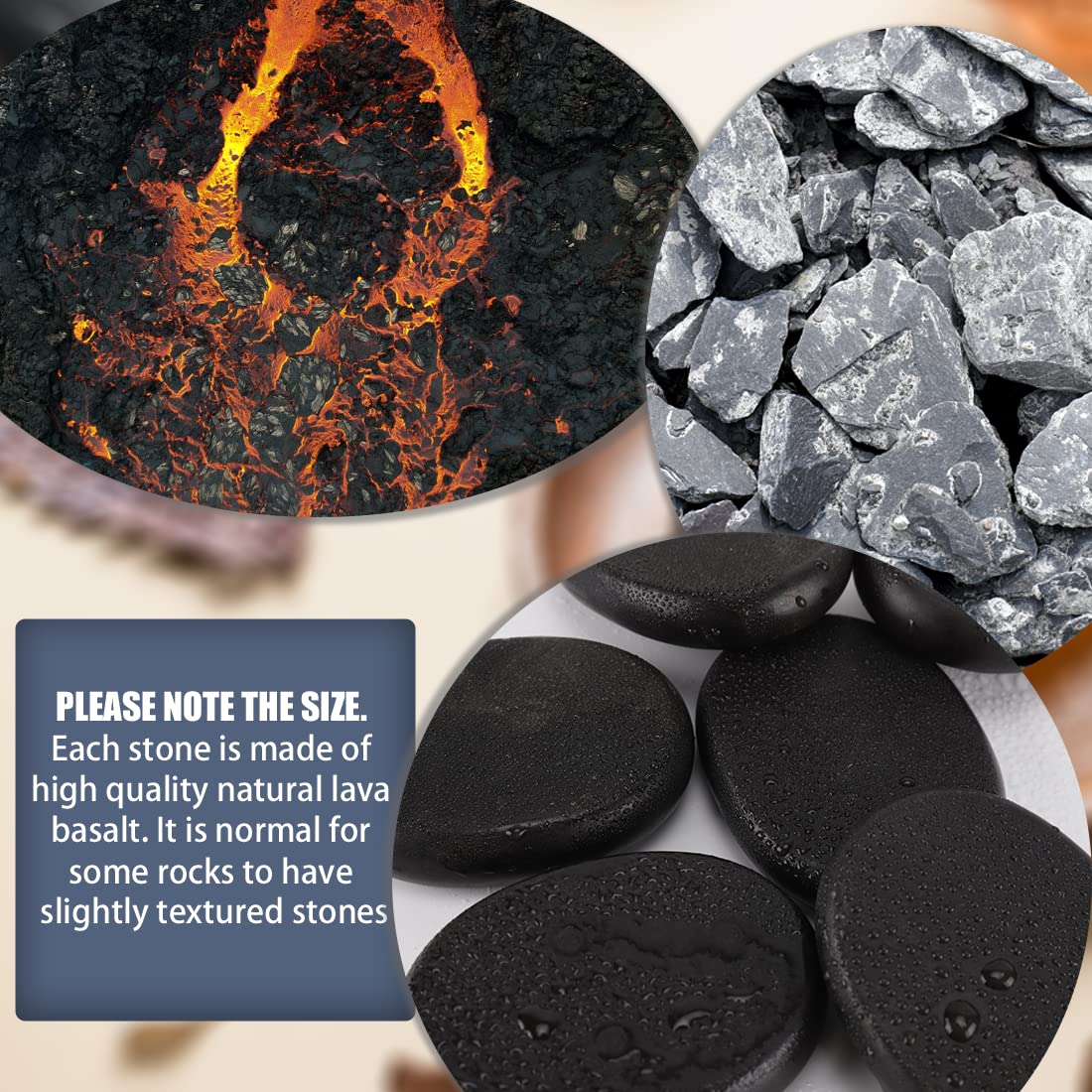 Skewo Hot Stones for Massage, 6 Pcs Basalt Massage Hot, Stones Tools for Home Spa, for Muscle Relaxation in The Back, Shoulders, Neck, Legs, Other Joints
